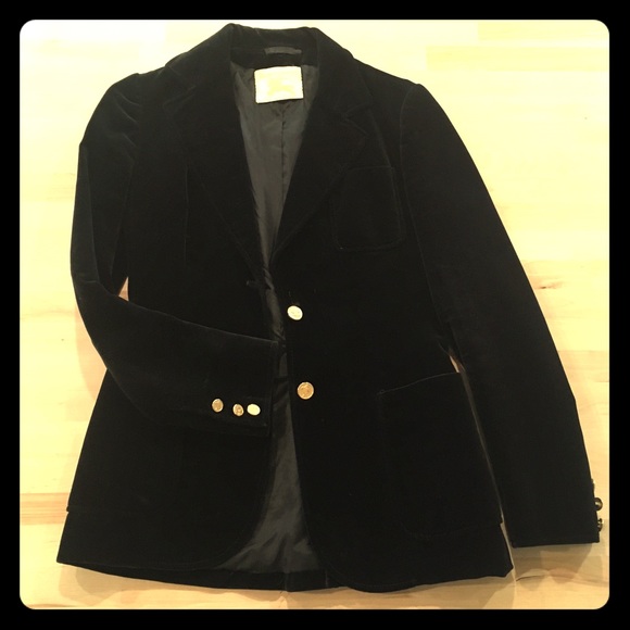 VINTAGE BURBERRY Velvet Blazer with Gold Buttons S - Picture 8 of 8